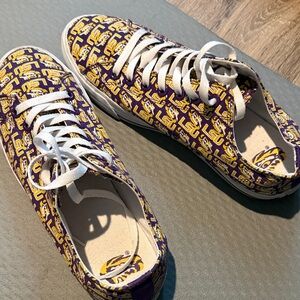 LSU Patterned Lace-Up Sneakers in Purple & Gold